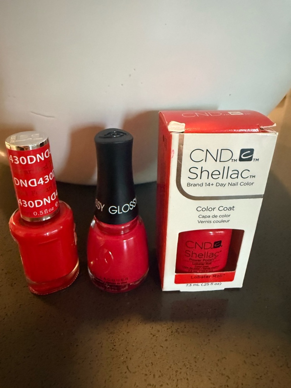 CND Shellac Color Coat Nail Polish lobster roll + 2 polishes Ferrari red